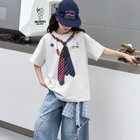 Girls’ Summer Cotton T-Shirt 2026 – College Style Top – Summer Kids Fashion Nepal | Tudoholic