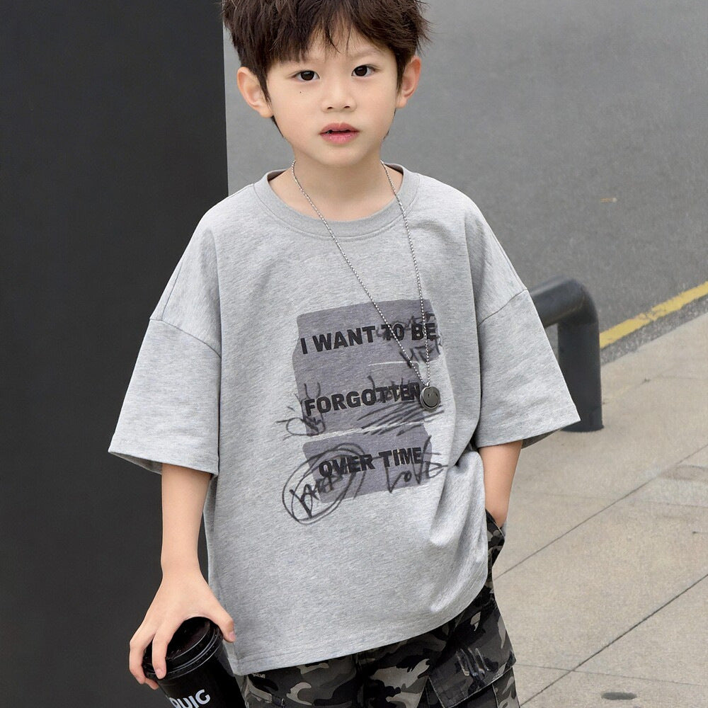 Boys’ Summer Letter Print T-Shirt 2026 – Trendy Cotton Top – Summer Kids Fashion Nepal | Tudoholic