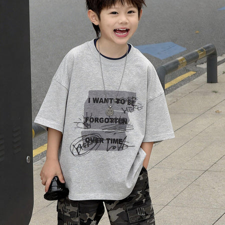 Boys’ Summer Letter Print T-Shirt 2026 – Trendy Cotton Top – Summer Kids Fashion Nepal | Tudoholic