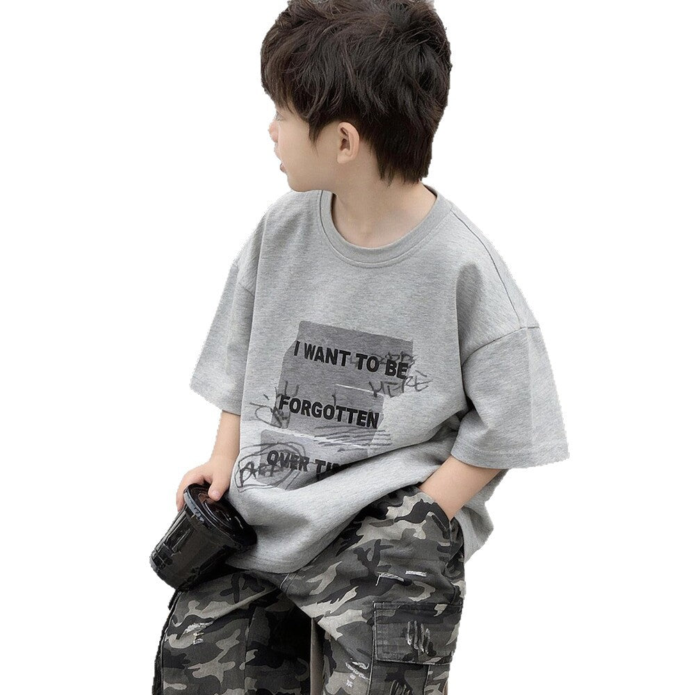Boys’ Summer Letter Print T-Shirt 2026 – Trendy Cotton Top – Summer Kids Fashion Nepal | Tudoholic