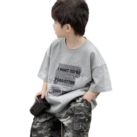 Boys’ Summer Letter Print T-Shirt 2026 – Trendy Cotton Top – Summer Kids Fashion Nepal | Tudoholic