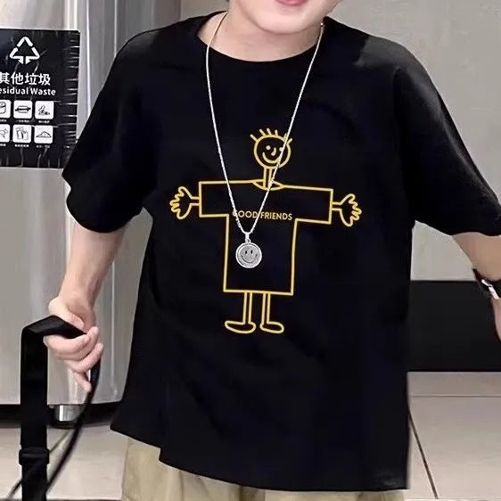 Boys’ Summer Cartoon T-Shirt 2025 – Cotton Loose Top – Summer Kids Fashion Nepal | Tudoholic