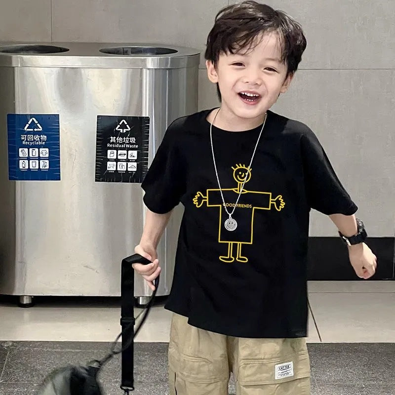 Boys’ Summer Cartoon T-Shirt 2025 – Cotton Loose Top – Summer Kids Fashion Nepal | Tudoholic