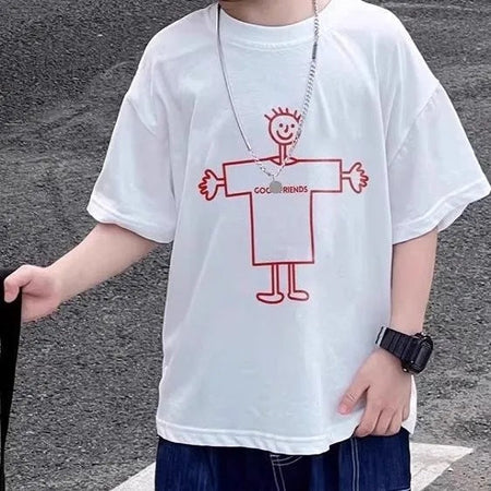 Boys’ Summer Cartoon T-Shirt 2025 – Cotton Loose Top – Summer Kids Fashion Nepal | Tudoholic
