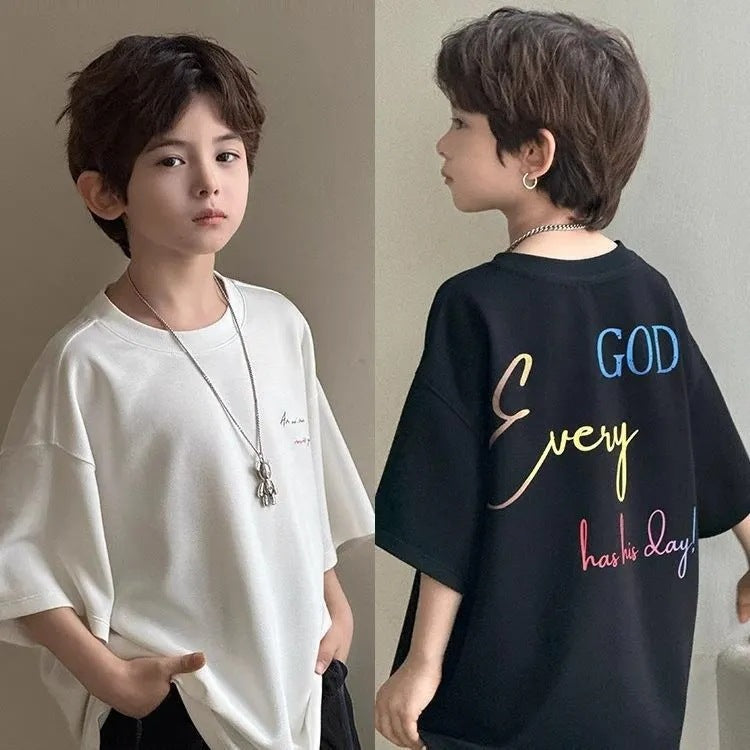 Boys’ Summer Cotton T-Shirt 2025 – Loose Casual Top – Summer Kids Fashion Nepal | Tudoholic