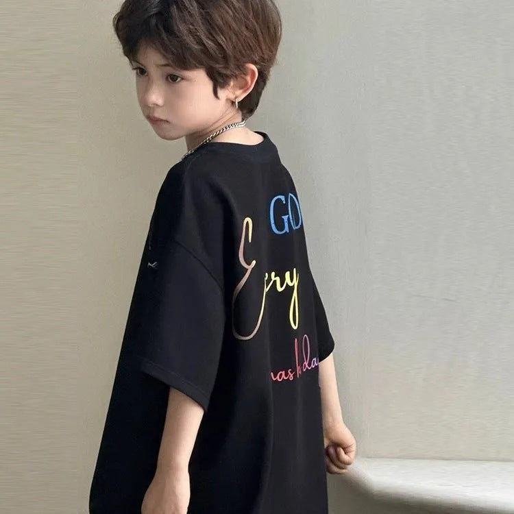 Boys’ Summer Cotton T-Shirt 2025 – Loose Casual Top – Summer Kids Fashion Nepal | Tudoholic
