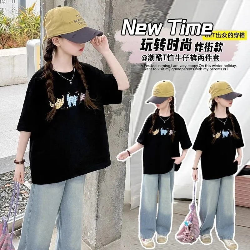 Girls’ Summer Cotton T-Shirt 2025 – Stylish Loose Top – Summer Kids Fashion Nepal | Tudoholic