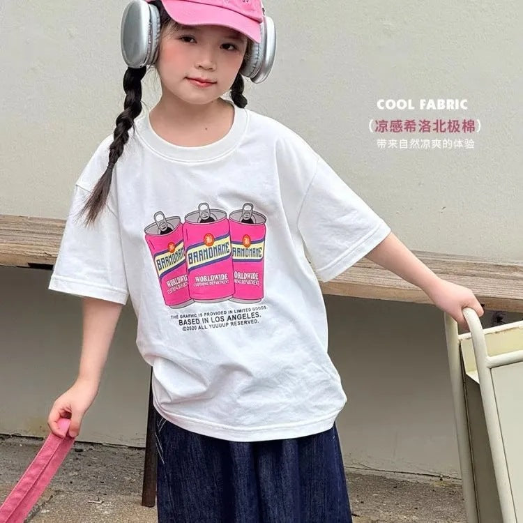 Girls’ Korean Cartoon T-Shirt 2025 – Cotton Summer Top – Summer Kids Fashion Nepal | Tudoholic
