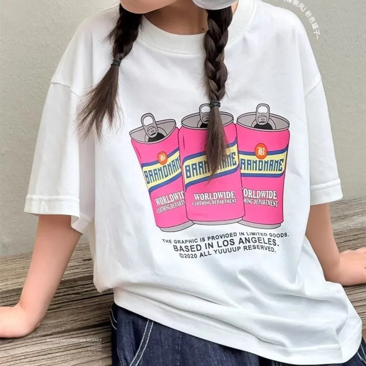 Girls’ Korean Cartoon T-Shirt 2025 – Cotton Summer Top – Summer Kids Fashion Nepal | Tudoholic