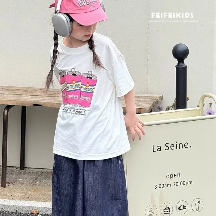 Girls’ Korean Cartoon T-Shirt 2025 – Cotton Summer Top – Summer Kids Fashion Nepal | Tudoholic