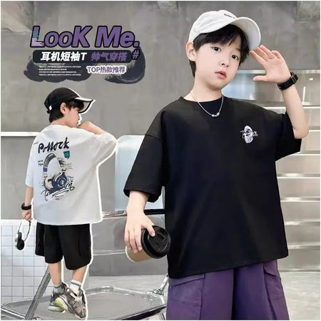 Boys’ Printed Cotton T-Shirt 2025 – Cool Loose Summer – Summer Kids Fashion Nepal | Tudoholic
