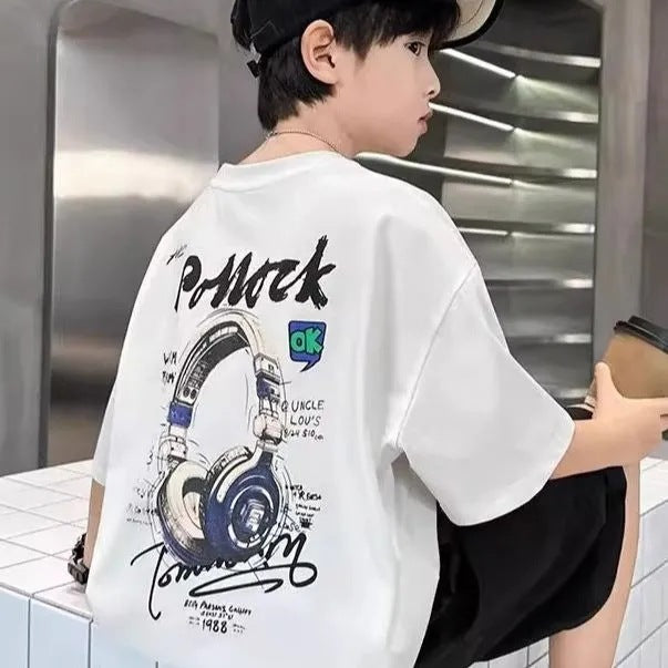 Boys’ Printed Cotton T-Shirt 2025 – Cool Loose Summer – Summer Kids Fashion Nepal | Tudoholic