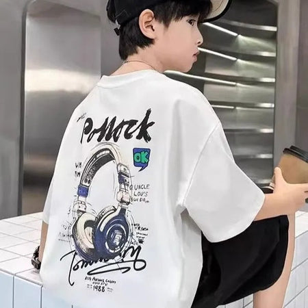 Boys’ Printed Cotton T-Shirt 2025 – Cool Loose Summer – Summer Kids Fashion Nepal | Tudoholic