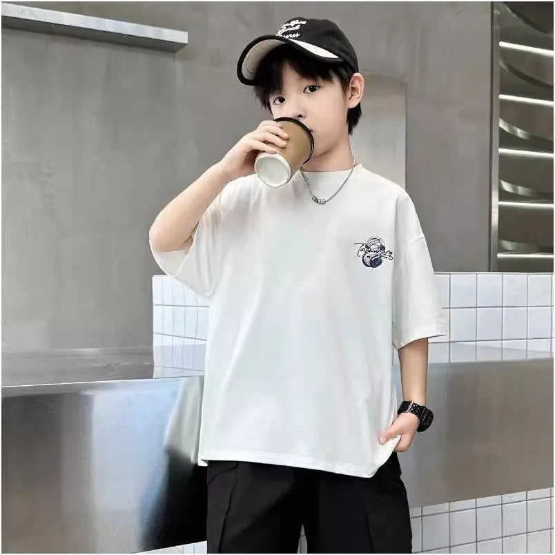 Boys’ Printed Cotton T-Shirt 2025 – Cool Loose Summer – Summer Kids Fashion Nepal | Tudoholic