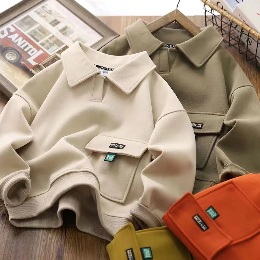 Boys’ Polo Sweater 2024 – Casual Lapel Fashion Top – Kids Fashion Nepal | Tudoholic