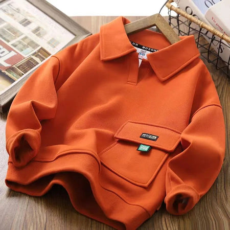 Boys’ Polo Sweater 2024 – Casual Lapel Fashion Top – Kids Fashion Nepal | Tudoholic