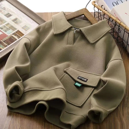 Boys’ Polo Sweater 2024 – Casual Lapel Fashion Top – Kids Fashion Nepal | Tudoholic