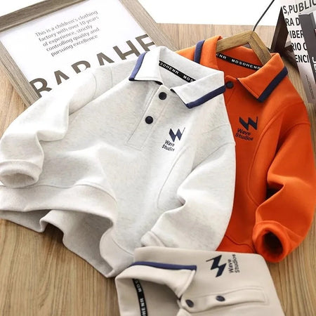 Boys’ Polo Sweater 2025 – Long Sleeve Casual Top – Kids Fashion Nepal | Tudoholic