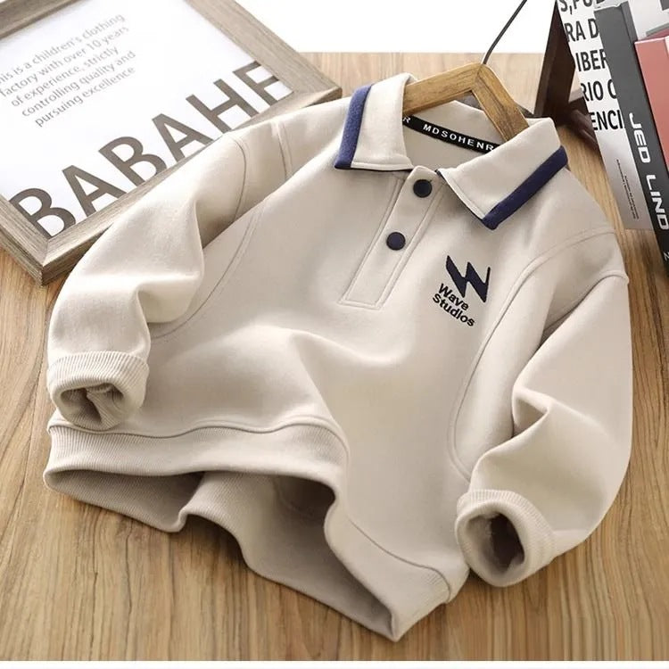 Boys’ Polo Sweater 2025 – Long Sleeve Casual Top – Kids Fashion Nepal | Tudoholic