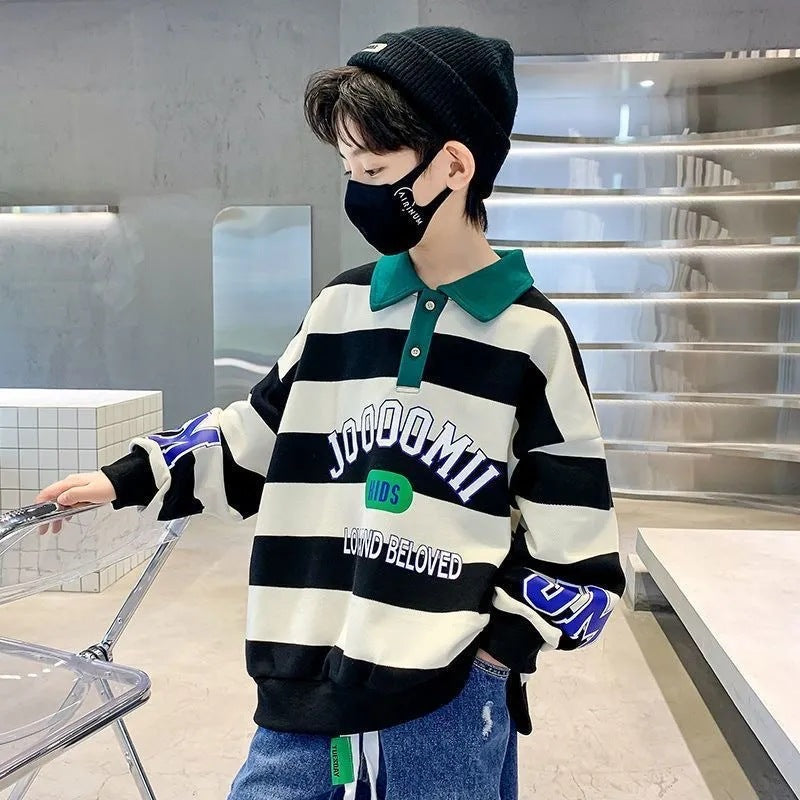 Boys’ Polo Sweatshirt 2024 – Korean Style Autumn Top – Spring Autumn Kids Fashion Nepal | Tudoholic