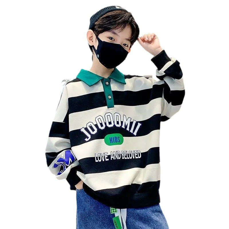 Boys’ Polo Sweatshirt 2024 – Korean Style Autumn Top – Spring Autumn Kids Fashion Nepal | Tudoholic