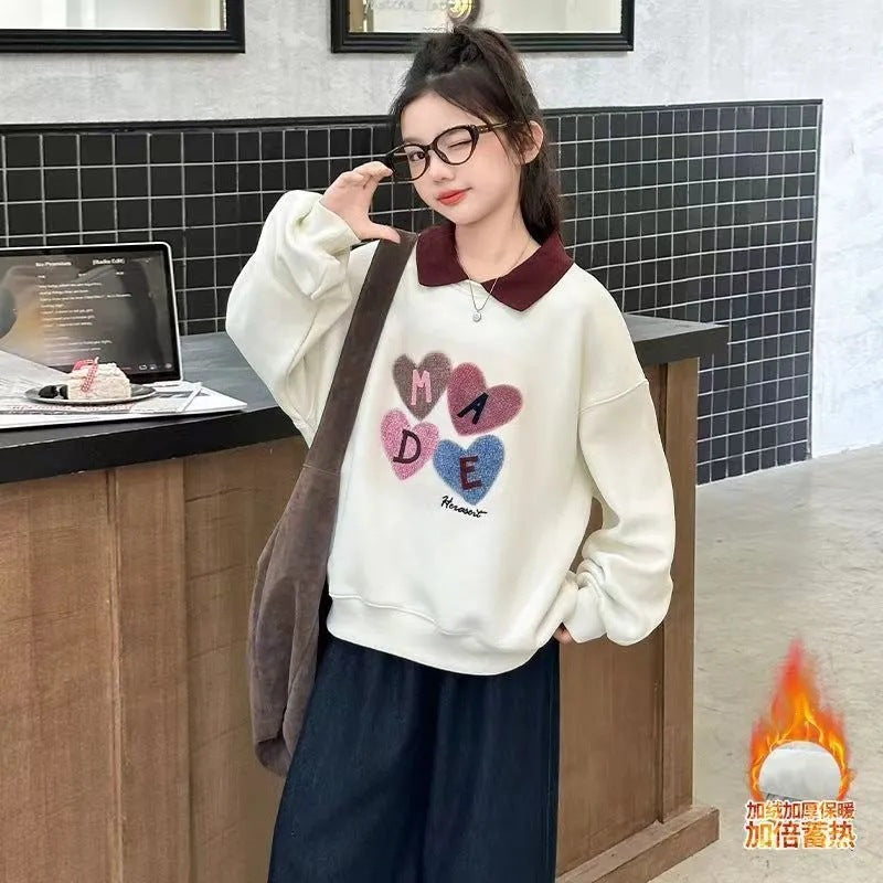 Girls’ Fleece-Lined Polo 2024 – Autumn & Winter Top – Winter Kids Fashion Nepal | Tudoholic