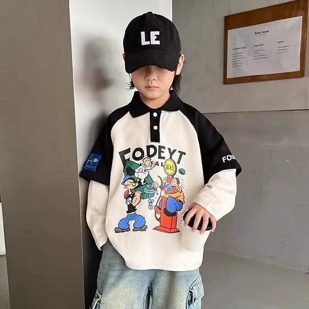 Boys’ Lapel Polo 2024 – Korean Style Autumn Top – Spring Autumn Kids Fashion Nepal | Tudoholic
