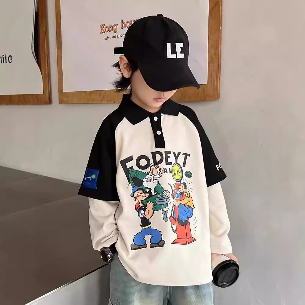 Boys’ Lapel Polo 2024 – Korean Style Autumn Top – Spring Autumn Kids Fashion Nepal | Tudoholic