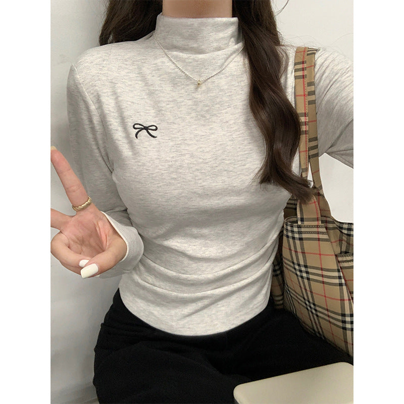 Spice Girls Bow Embroidered Women Winter Base Top