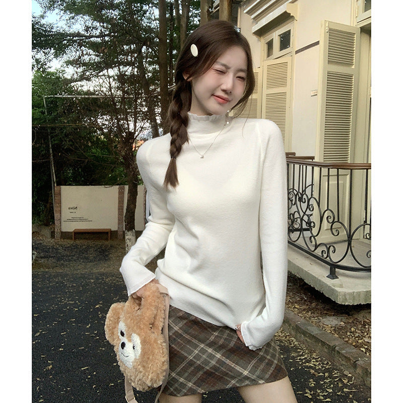 Chanel Style Knit Women Half Neck Winter Sweater Top