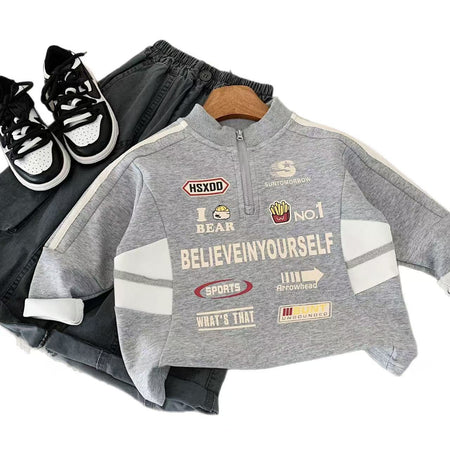 Boys’ Motorcycle Jacket 2025 – Stand-Up Collar Sweatshirt – Kids Fashion Nepal | Tudoholic