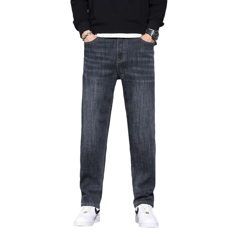 Fleece-Lined Warm Retro Straight Jeans