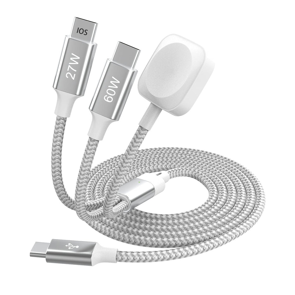 1-to-3 Fast Charging Cable – PD 60W Magnetic Type-C