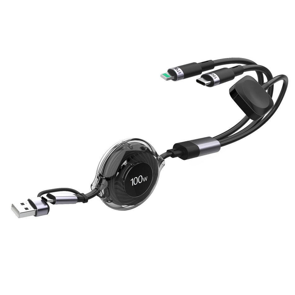 5-in-1 100W Fast Charging Cable – Telescopic Type-C USB
