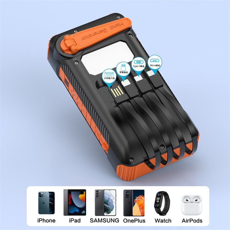 Portable Solar Power Bank Large Capacity with Cable