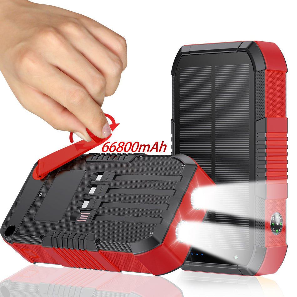 66800mAh Solar Power Bank Hand Crank Backup Charger