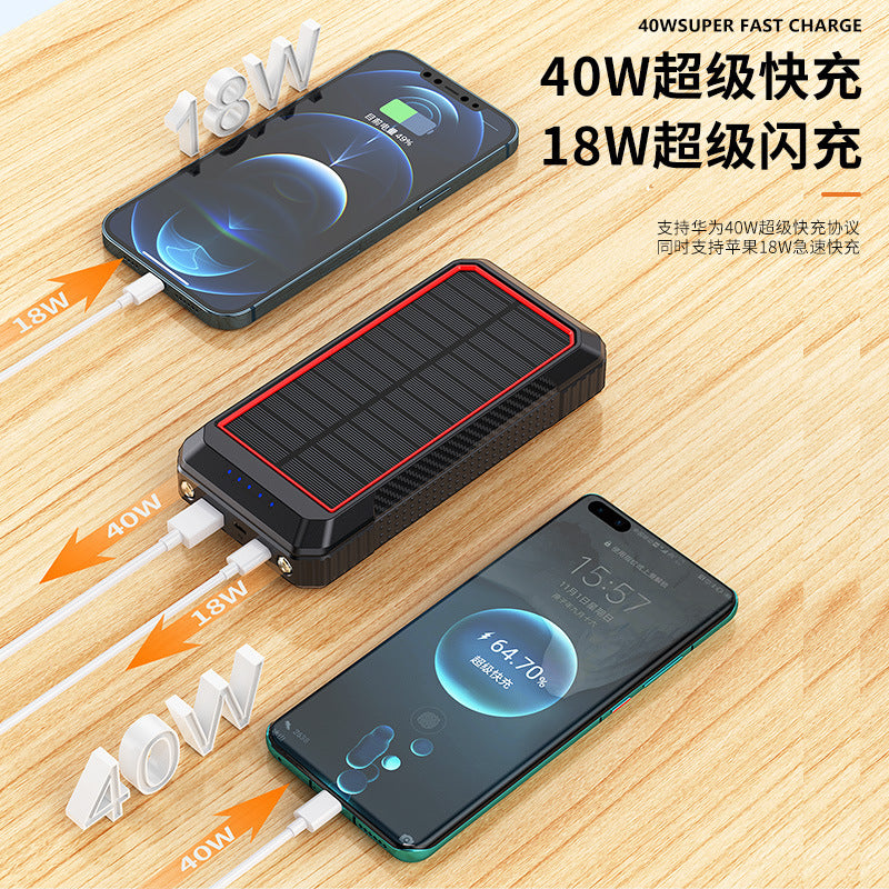 30000mAh Solar Power Bank Fast Wireless Dual Charge