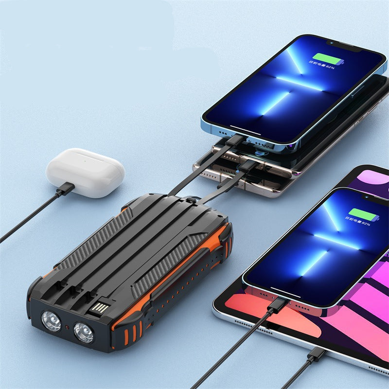 20000mAh Solar Power Bank Laser Light Built-In Cable