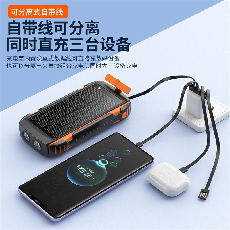 20000mAh Solar Power Bank Laser Light Built-In Cable