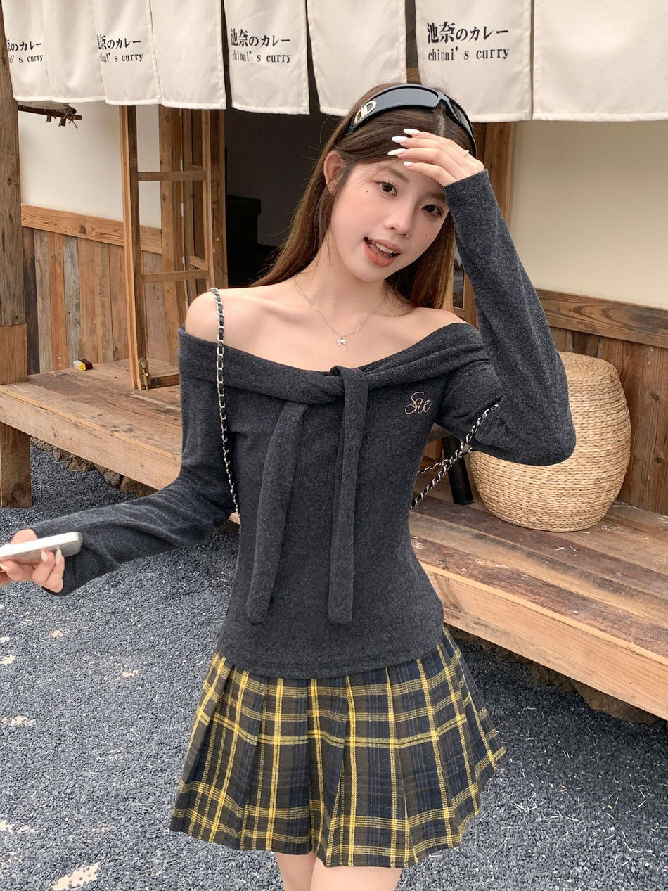 Floral Off Shoulder Slim Women Autumn T-Shirt