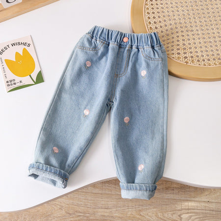 Girls Loose Straight Jeans Korean Style Casual Pants – Kids Fashion Nepal | Tudoholic