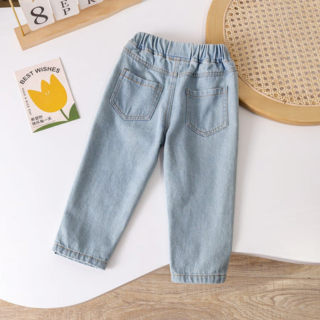 Girls Loose Straight Jeans Korean Style Casual Pants – Kids Fashion Nepal | Tudoholic