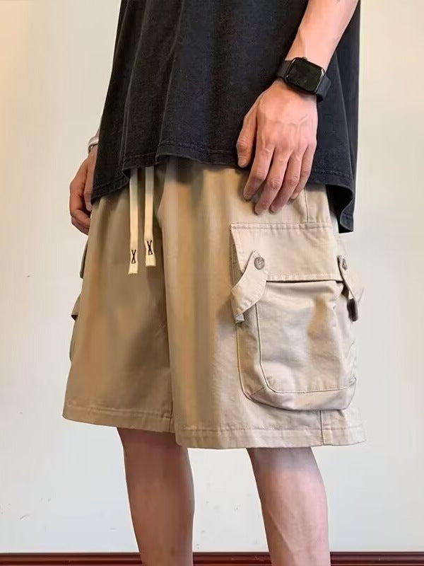Men’s Vintage Multi-Pocket Cargo Knee-Length Shorts