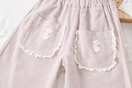 Girls Rabbit Lace Wide-Leg Casual Pants Autumn Style – Spring Autumn Kids Fashion Nepal | Tudoholic