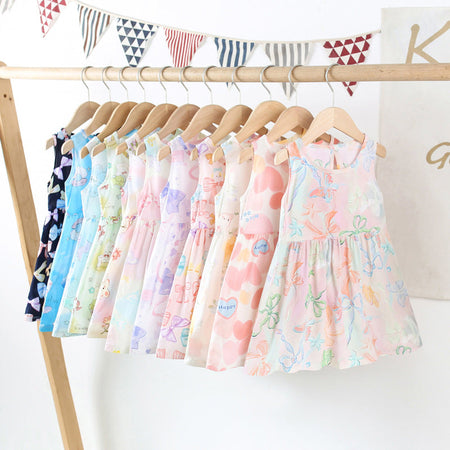 Girls Summer 2025 Floral Sling Cotton Silk Dress Skirt – Summer Kids Fashion Nepal | Tudoholic