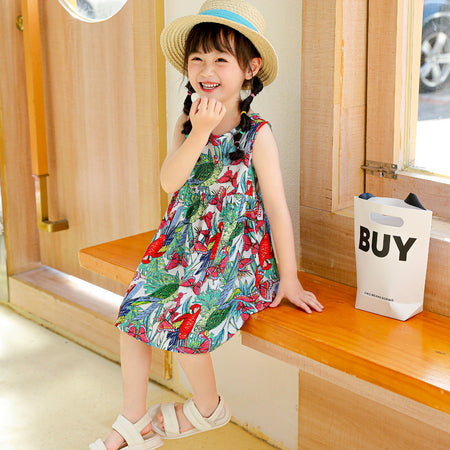 Girls Summer 2025 Floral Sling Cotton Silk Dress Skirt – Summer Kids Fashion Nepal | Tudoholic