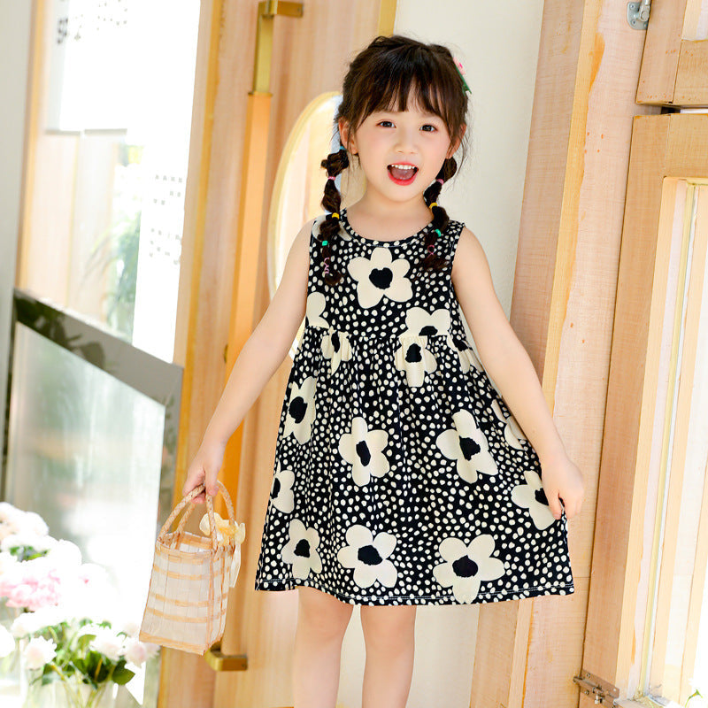 Girls Summer 2025 Floral Sling Cotton Silk Dress Skirt – Summer Kids Fashion Nepal | Tudoholic