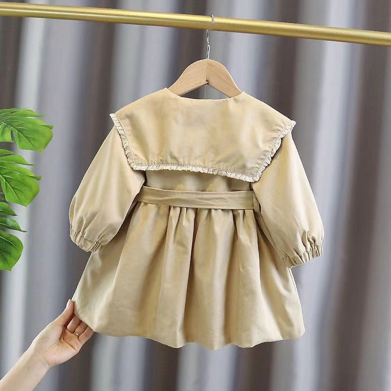 Girls Khaki Trench Coat 2026 Autumn Stylish Jacket – Spring Autumn Kids Fashion Nepal | Tudoholic