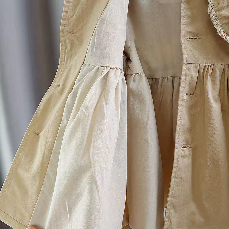 Girls Khaki Trench Coat 2026 Autumn Stylish Jacket – Spring Autumn Kids Fashion Nepal | Tudoholic