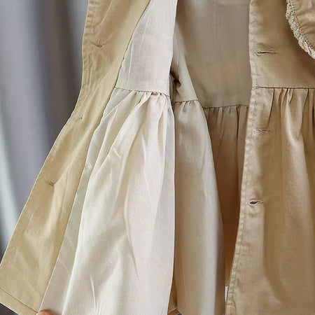 Girls Khaki Trench Coat 2026 Autumn Stylish Jacket – Spring Autumn Kids Fashion Nepal | Tudoholic